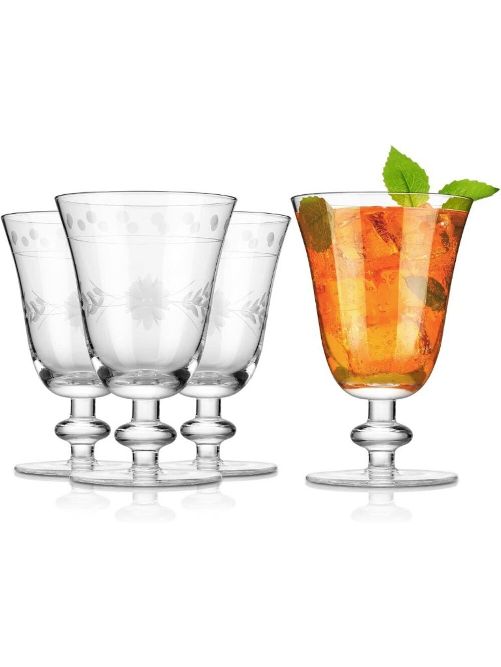 Elegant Vintage Goblet Wine Glasses Set of 4 - Premium 9 oz Crystal Drinkware